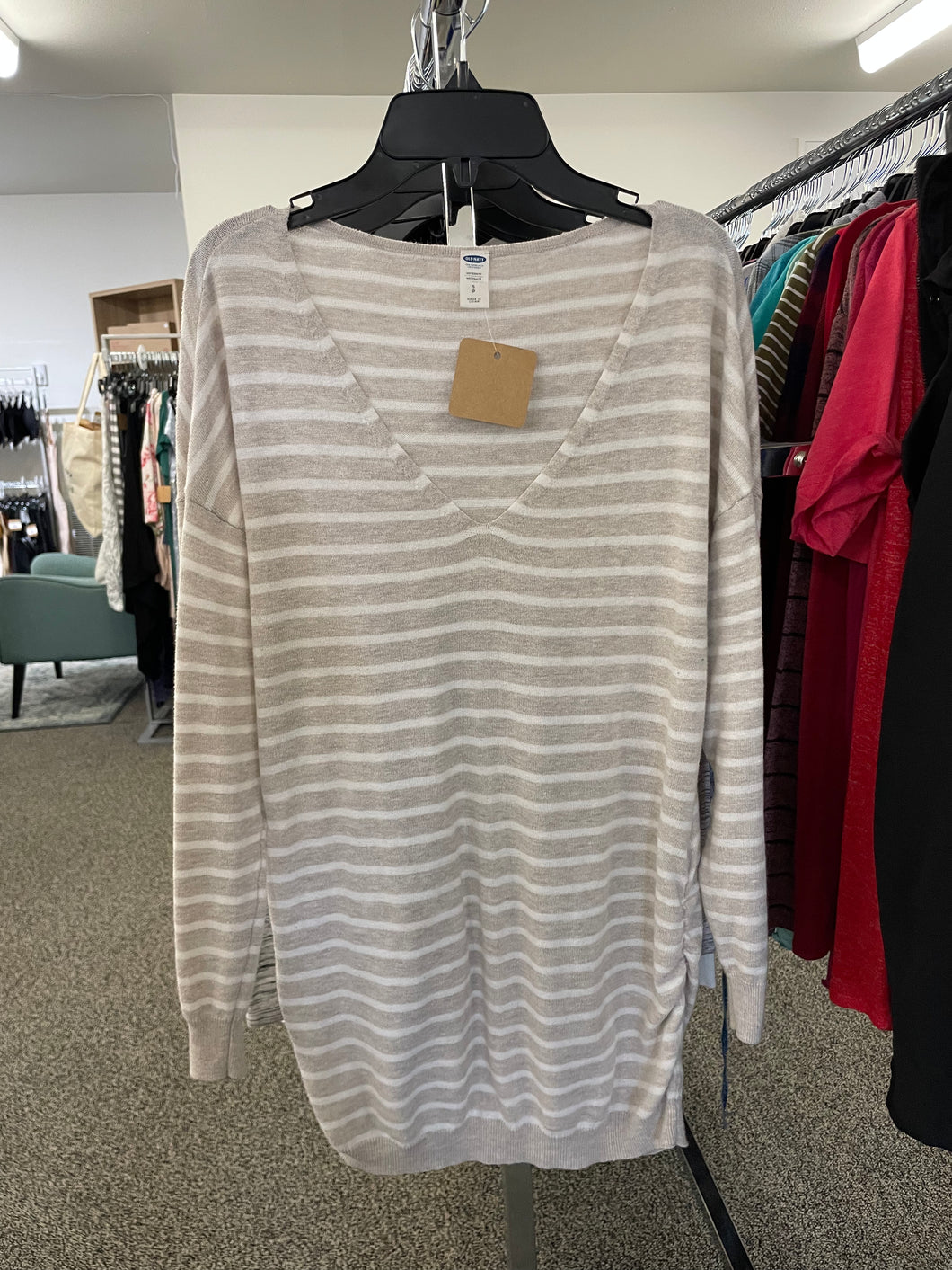 Oatmeal Stripe Sweater- S