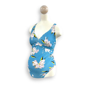 Blue Floral One Piece Swimsuit- M