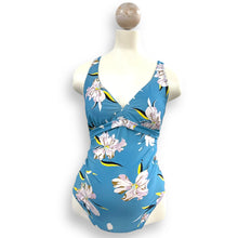 Load image into Gallery viewer, Blue Floral One Piece Swimsuit- M
