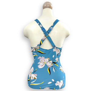 Blue Floral One Piece Swimsuit- M