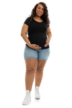 Load image into Gallery viewer, Roll Cuff Maternity Shorts- Plus Size
