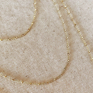 18k Gold Filled 1mm Spaced Beaded Chain Necklace