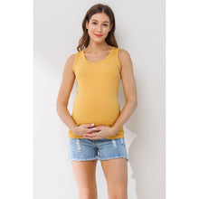 Load image into Gallery viewer, Rib Scoop Neck Maternity Tank- Mustard
