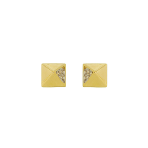 18k Gold Filled Pyramid Detail Cubic Zirconia Stud Earrings