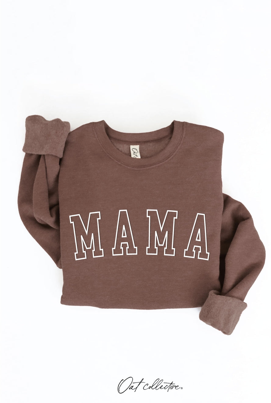 MAMA Puff Print Sweatshirt- Chocolate