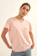 Load image into Gallery viewer, Mineral Washed Raglan Pocket Tee in Blush
