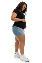 Load image into Gallery viewer, Roll Cuff Maternity Shorts- Plus Size
