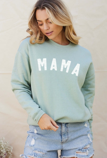 MAMA Graphic Sweatshirt- Heather Sage