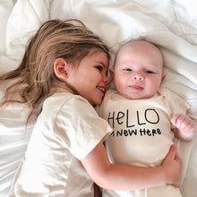 Load image into Gallery viewer, Hello I'm New Here Organic Baby Bodysuit
