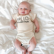 Load image into Gallery viewer, Hello I'm New Here Organic Baby Bodysuit
