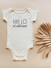 Load image into Gallery viewer, Hello I'm New Here Organic Baby Bodysuit
