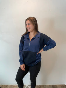 Half Zip Nursing Sweatshirt- Navy
