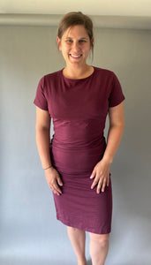 Nursing T-shirt Dress- Maroon