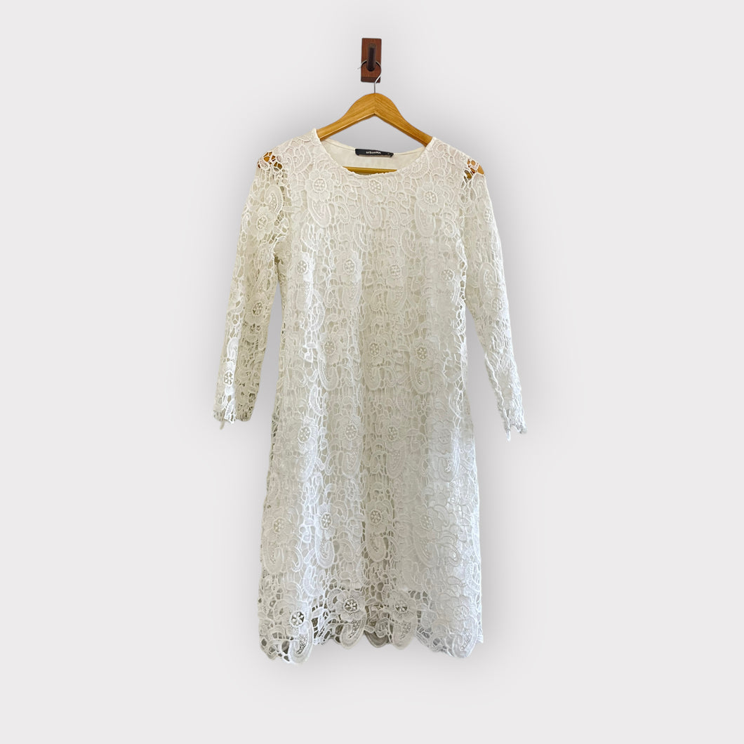 White Crochet Dress- S