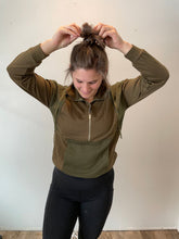Load image into Gallery viewer, Half Zip Nursing Sweatshirt- Forest Green
