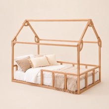 Load image into Gallery viewer, Twin Size Montessori House Bed for Kids with Fence
