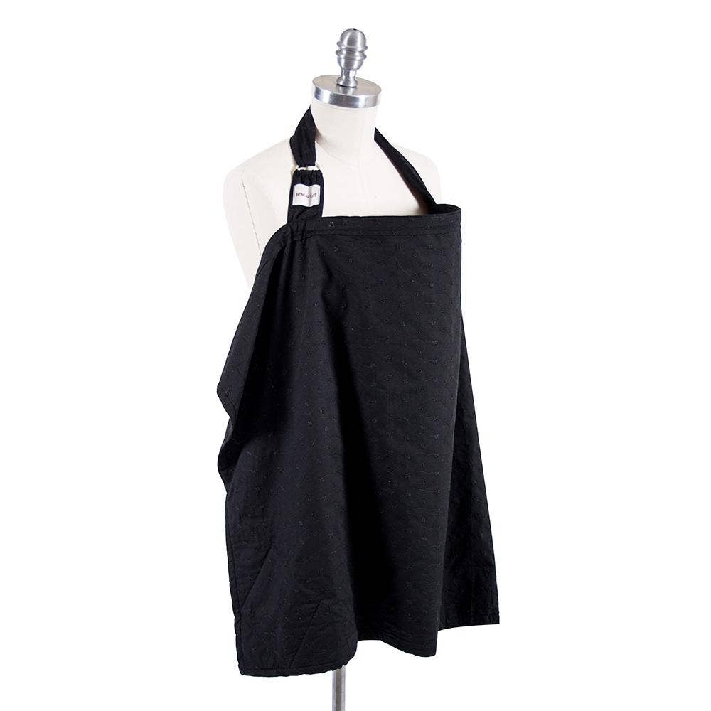 Premium Cotton Nursing Cover-Black Eyelet