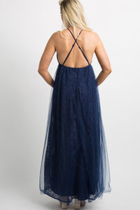 Navy Crossback Gown- X-Small