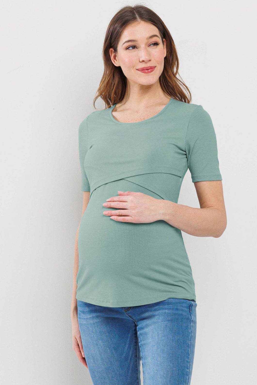 Ribbed Double Layered Bust Nursing Top
