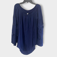 Load image into Gallery viewer, Navy Blue Peasant Top- S
