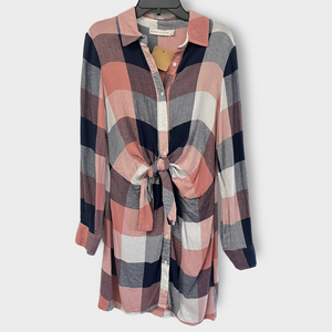 Plaid Button Up Tunic- S