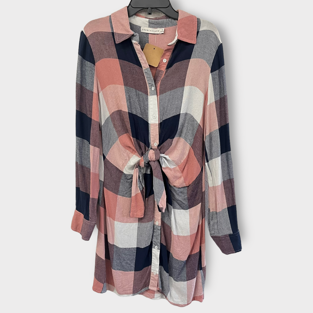 Plaid Button Up Tunic- S