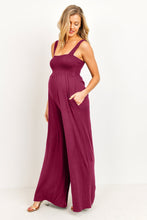 Load image into Gallery viewer, Square Neck Smocked Maternity Jumpsuit
