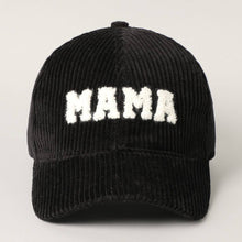 Load image into Gallery viewer, MAMA Corduroy Baseball Cap- Black
