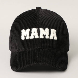 MAMA Corduroy Baseball Cap- Black