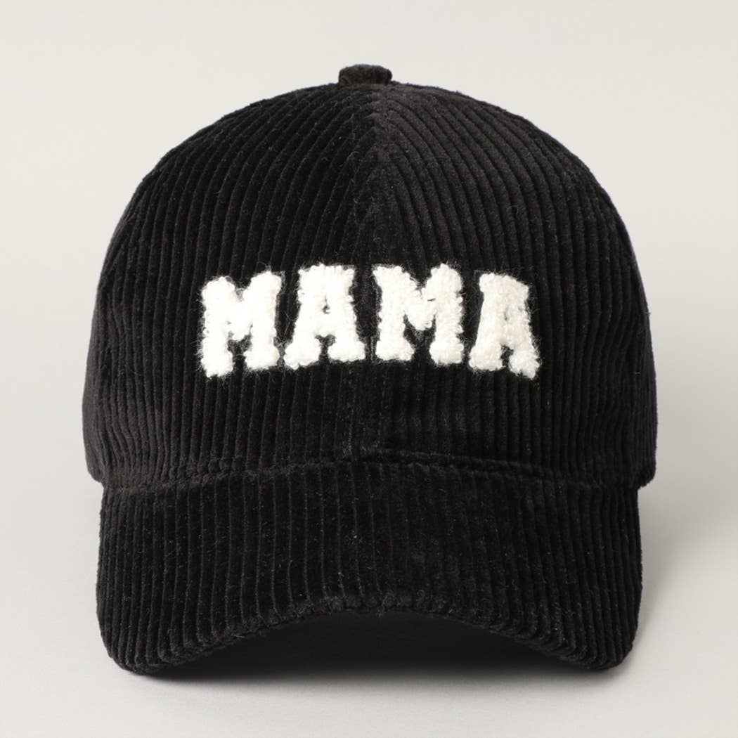 MAMA Corduroy Baseball Cap- Black