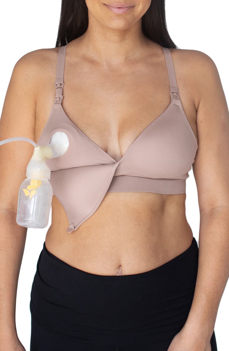 Minimalist Hands-Free Pumping & Nursing Plunge Bra - Busty - Latte – Bumps  N Bundles