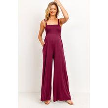 Load image into Gallery viewer, Square Neck Smocked Maternity Jumpsuit
