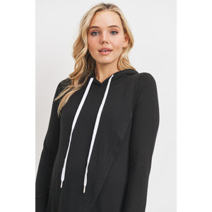 Heavy Brushed French Terry Maternity/Nursing Hoodie- Black